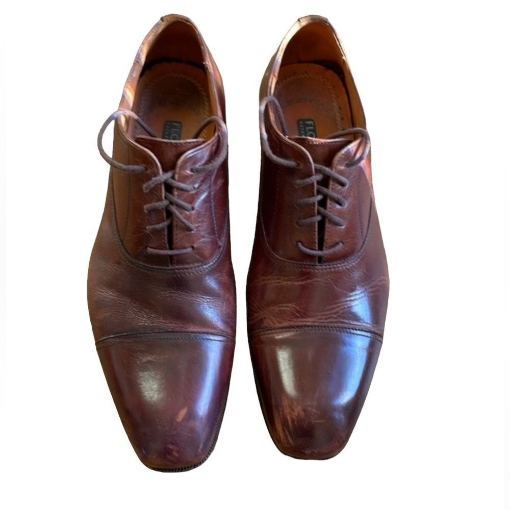 Florsheim Mens Cognac Brown Leather Oxford Cap Toe Lace Up Dress Shoes Size 10 D